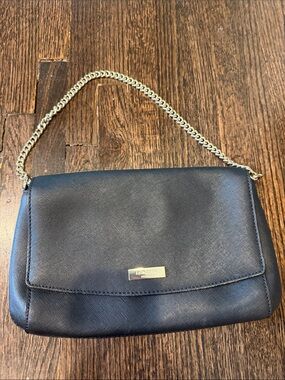 kate spade Black Leather Shoulder Bag with Gold Chain Strap